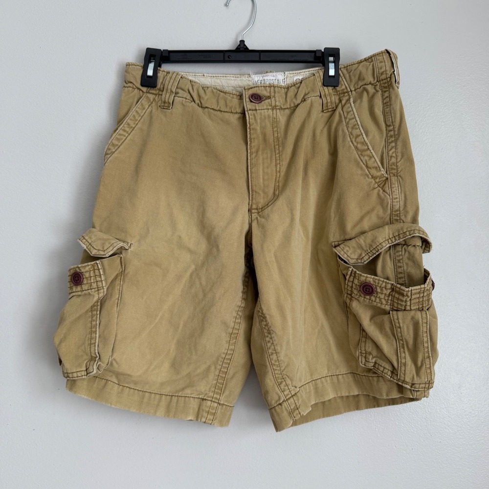 Y2K Aeropostale Authentic Cargo Shorts Mens 32 Khaki Baggy Multi Pocket